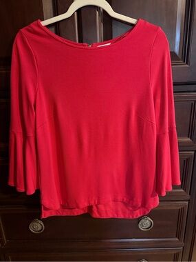 Crown & ivy red bell sleeve top shirt small